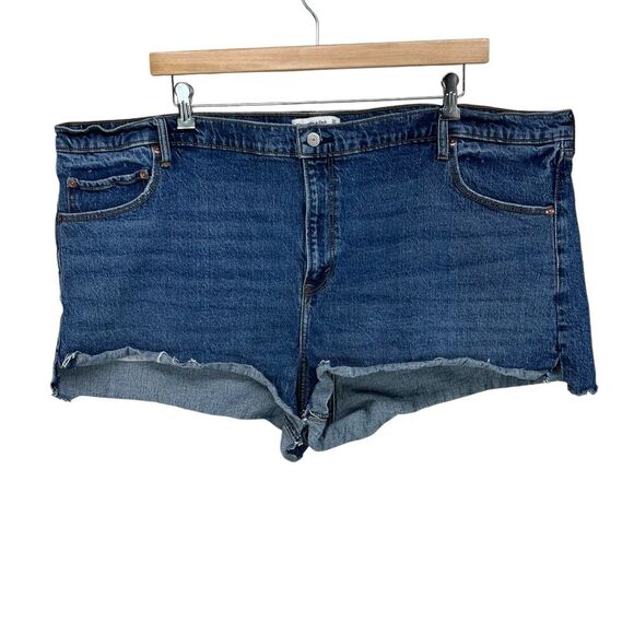 Abercrombie & Fitch The Mom Short High Rise Denim Cut off Shorts W37 Plus sz 24 - Picture 1 of 7